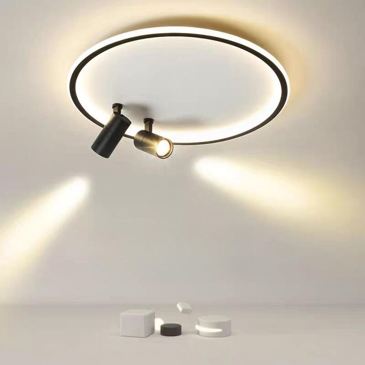 Bedroom Black Circle LED Flush Mount Ceiling Light Image - 1