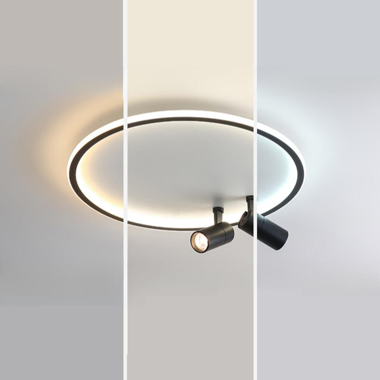 Bedroom Black Circle LED Flush Mount Ceiling Light Image - 12