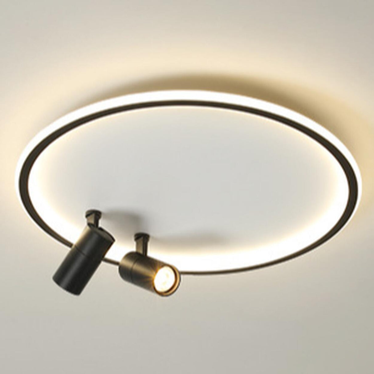 Bedroom Black Circle LED Flush Mount Ceiling Light Image - 14