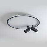 Bedroom Black Circle LED Flush Mount Ceiling Light Image - 15