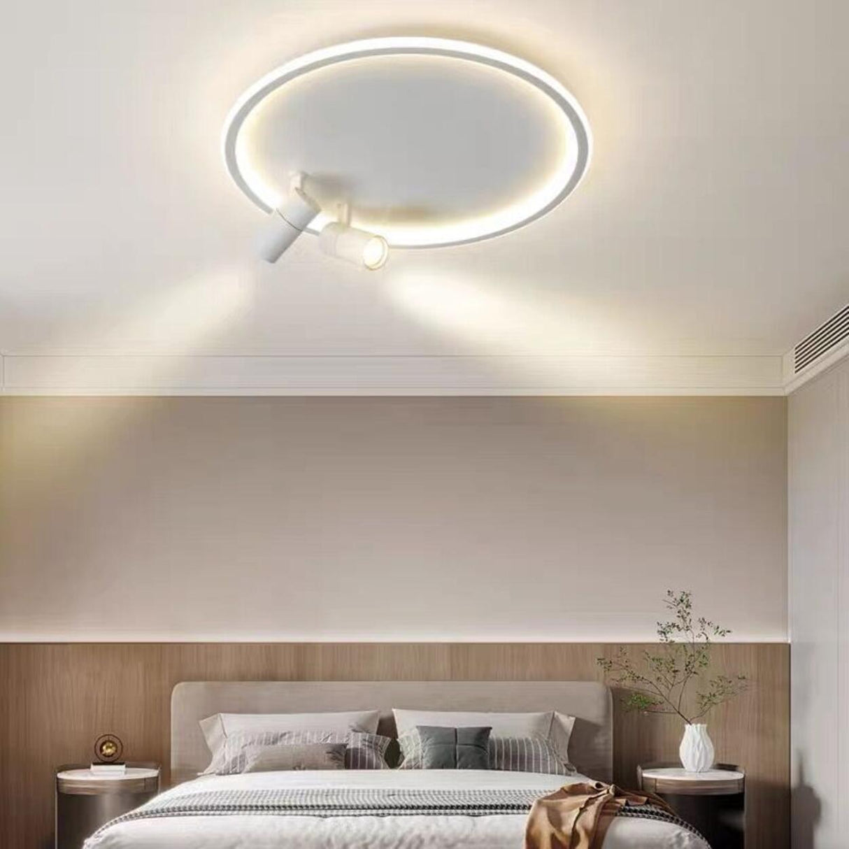 Bedroom Black Circle LED Flush Mount Ceiling Light Image - 2