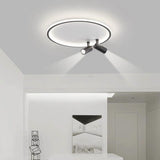 Bedroom Black Circle LED Flush Mount Ceiling Light Image - 3