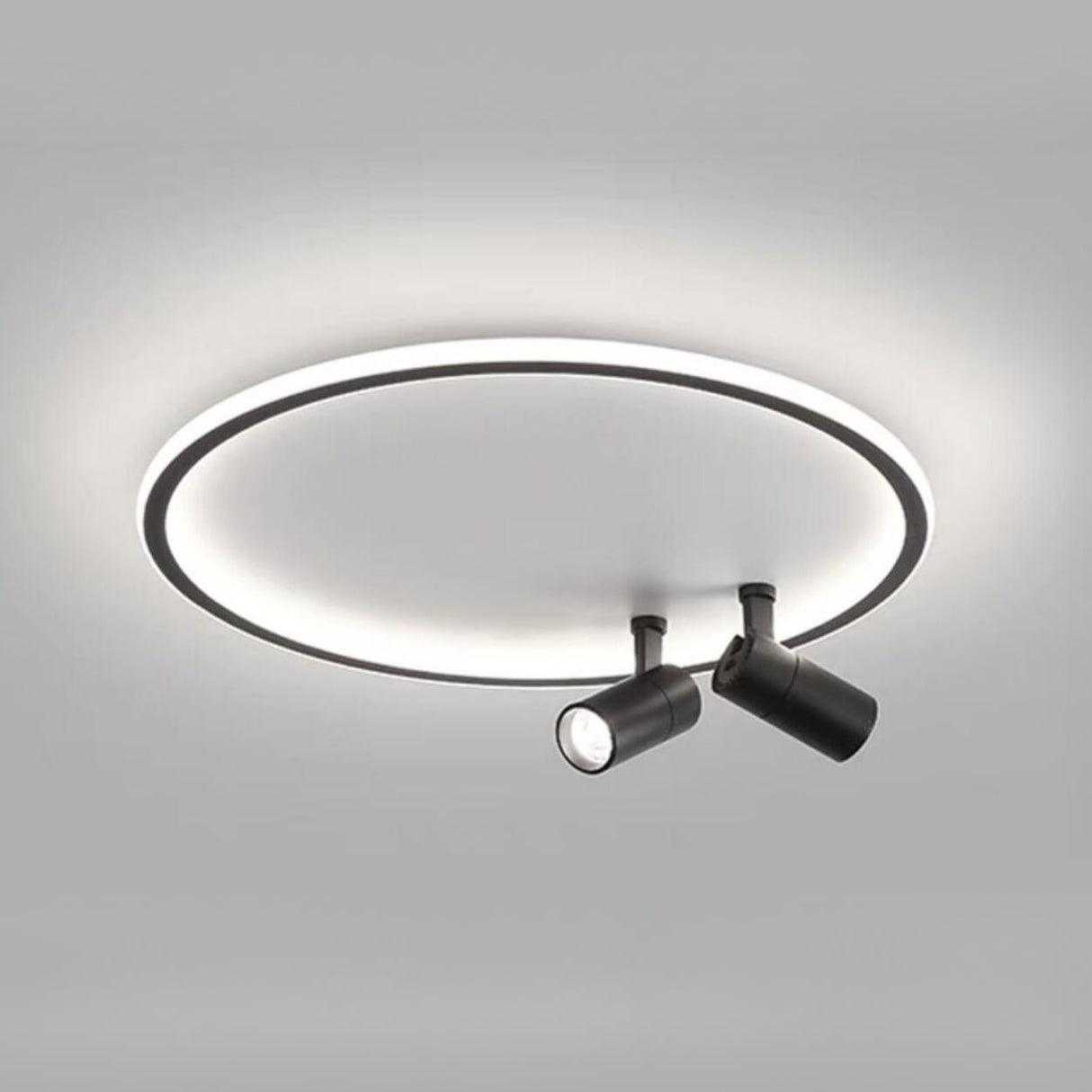 Bedroom Black Circle LED Flush Mount Ceiling Light Image - 6