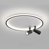 Bedroom Black Circle LED Flush Mount Ceiling Light Image - 7