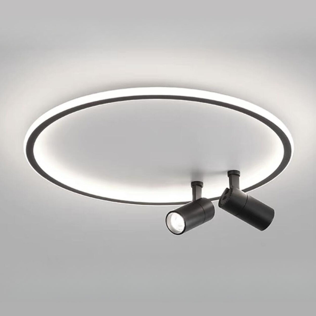 Bedroom Black Circle LED Flush Mount Ceiling Light Image - 8