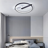 Bedroom Black Circular LED Flush Mount Ceiling Light Image - 3