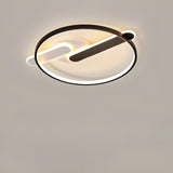 Bedroom Black Circular LED Flush Mount Ceiling Light Image - 7