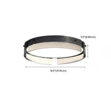 Bedroom Black Glass Round Flush Mount Ceiling Light #size