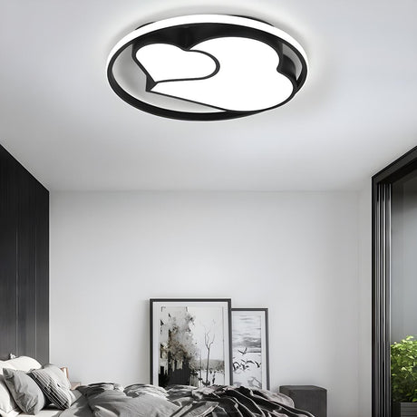 Bedroom Black Loving Heart LED Flush Mount Ceiling Lamp Image - 1