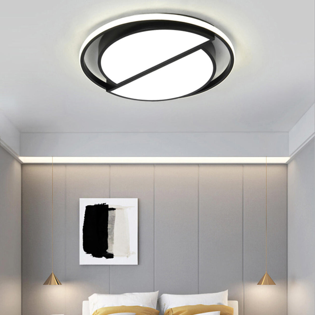 Bedroom Black Loving Heart LED Flush Mount Ceiling Lamp Image - 12