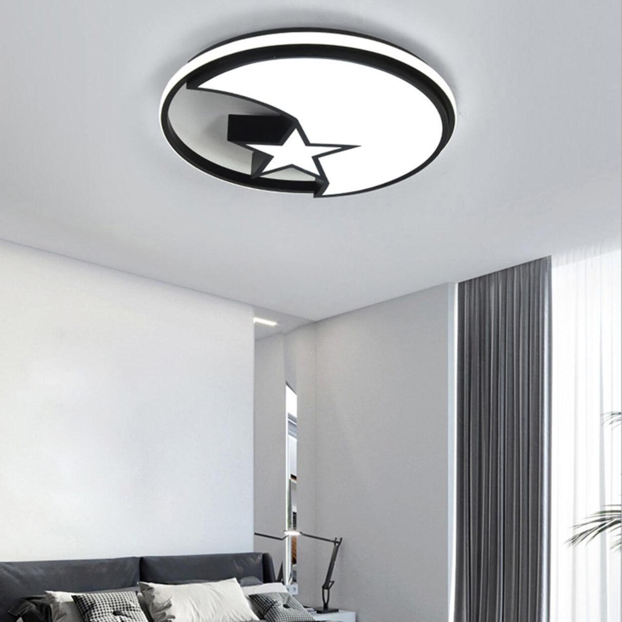 Bedroom Black Loving Heart LED Flush Mount Ceiling Lamp Image - 13