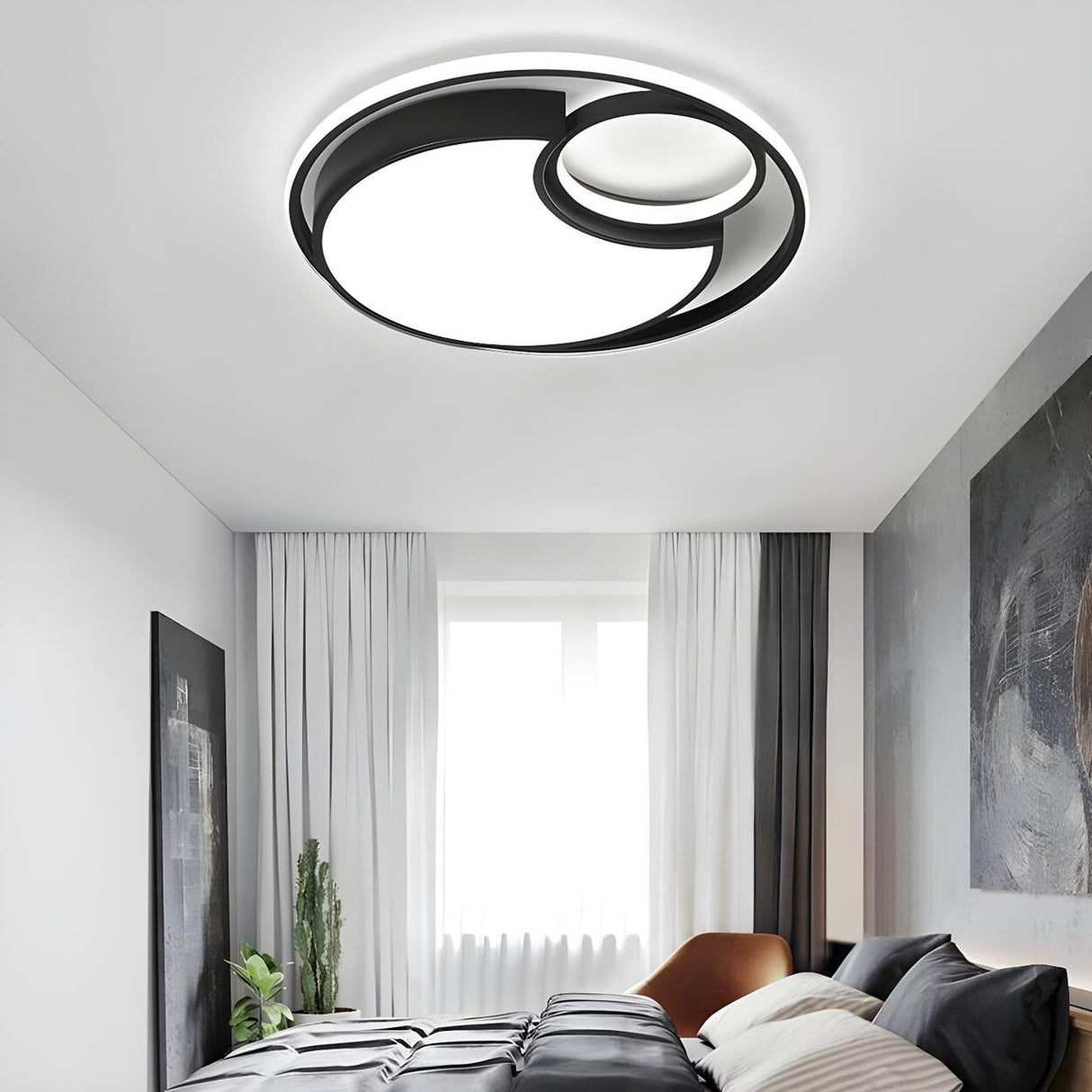 Bedroom Black Loving Heart LED Flush Mount Ceiling Lamp Image - 3