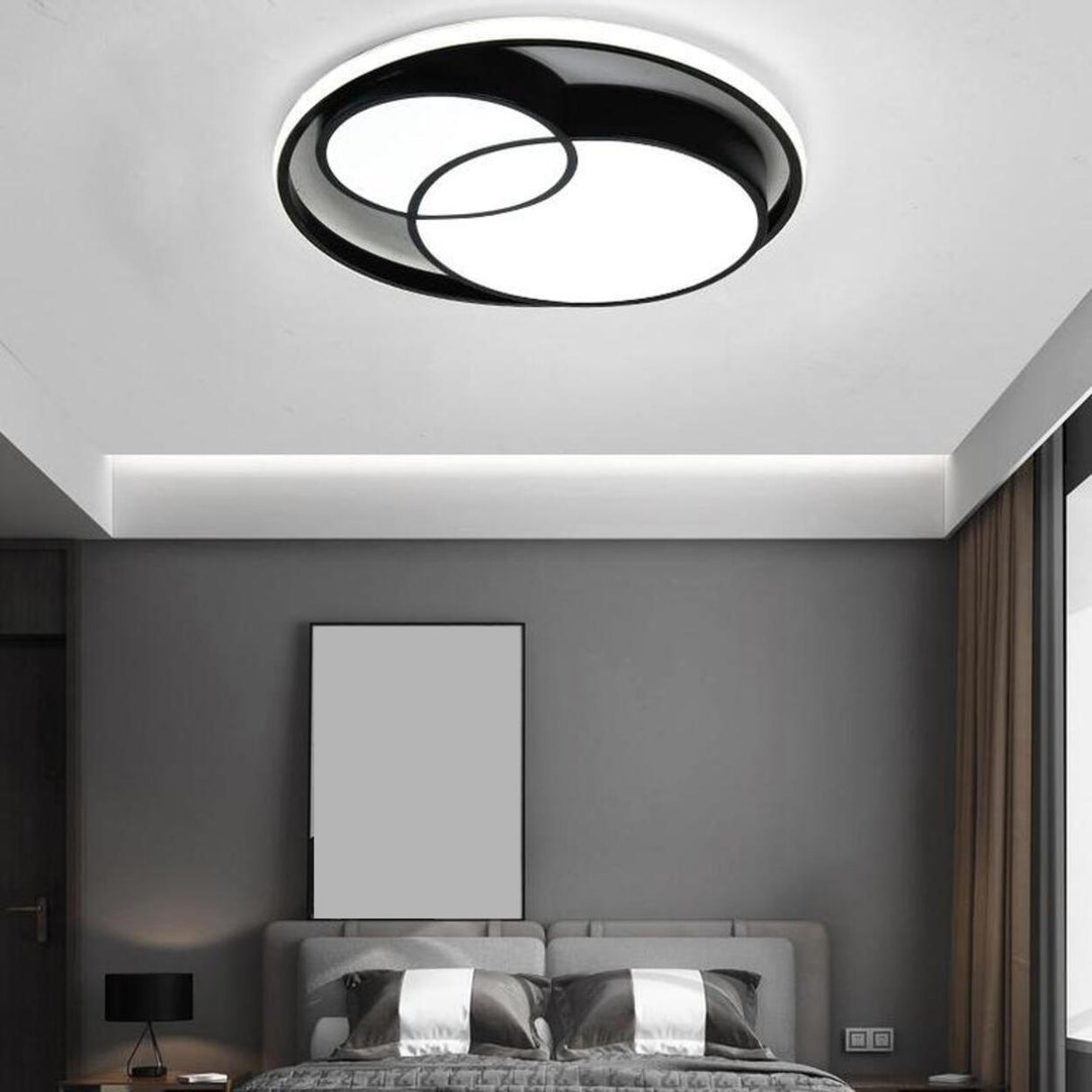 Bedroom Black Loving Heart LED Flush Mount Ceiling Lamp Image - 4