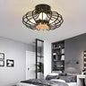 Bedroom Black Melon Cage Metal Semi-Flush Mount Light Image - 1