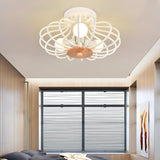 Bedroom Black Melon Cage Metal Semi-Flush Mount Light Image - 6