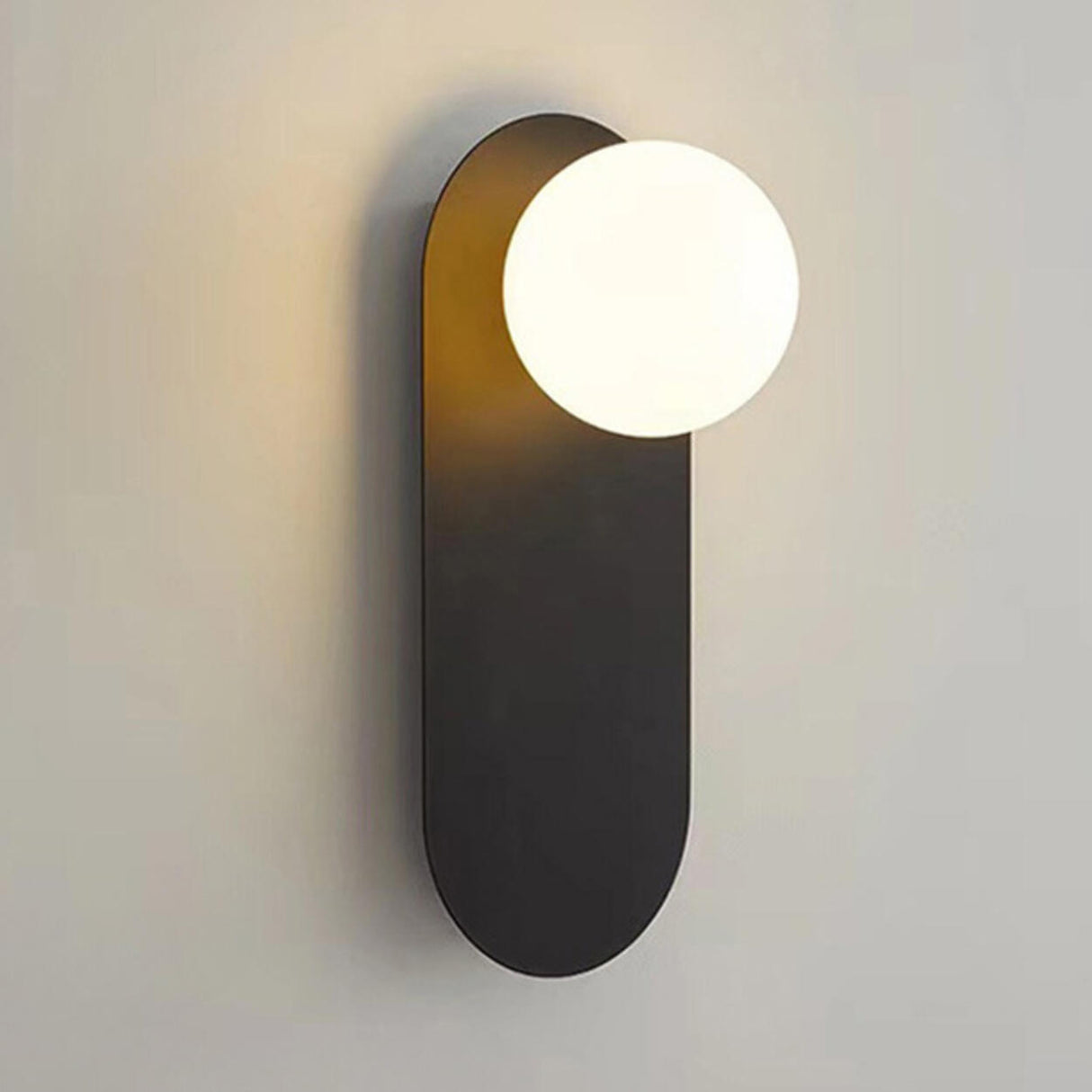 Bedroom Black Oval Frosted Glass Globe Wall Sconce Image - 10