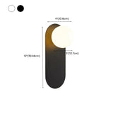 Bedroom Black Oval Frosted Glass Globe Wall Sconce #size