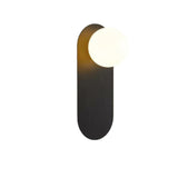 Bedroom Black Oval Frosted Glass Globe Wall Sconce Image - 3