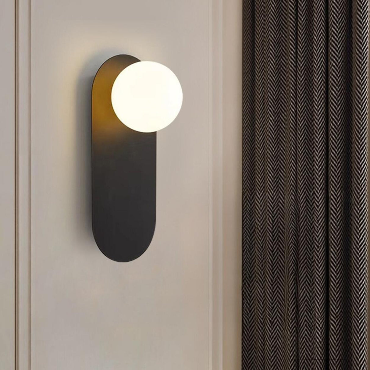 Bedroom Black Oval Frosted Glass Globe Wall Sconce Image - 6