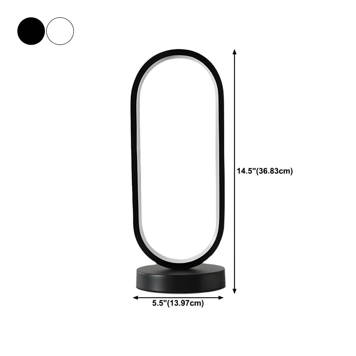 Bedroom Black Oval LED Minimalist Metal Table Lamp 