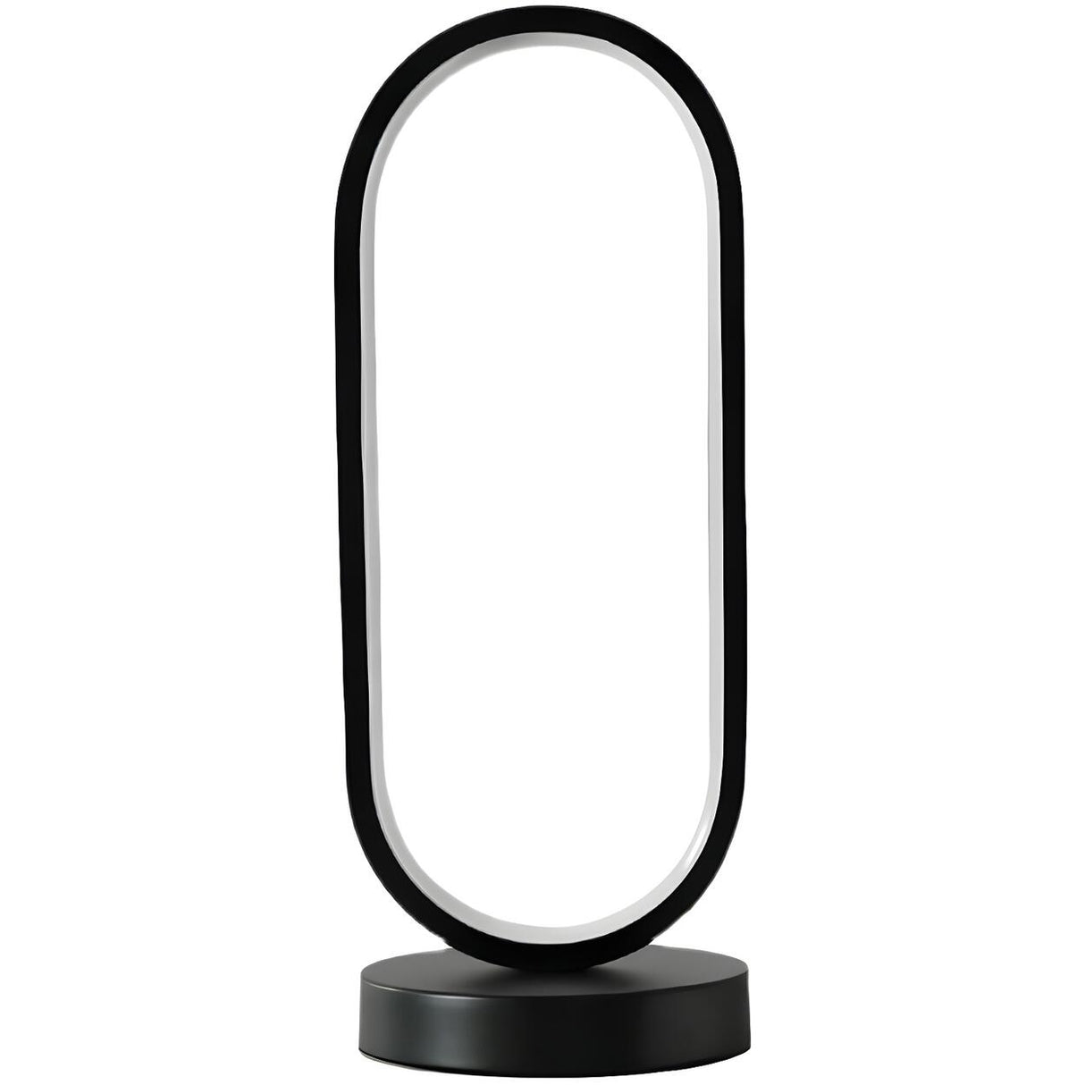 Bedroom Black Oval LED Minimalist Metal Table Lamp Image - 5