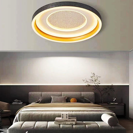 Bedroom Black Round LED Flush Mount Ceiling Light Image - 1