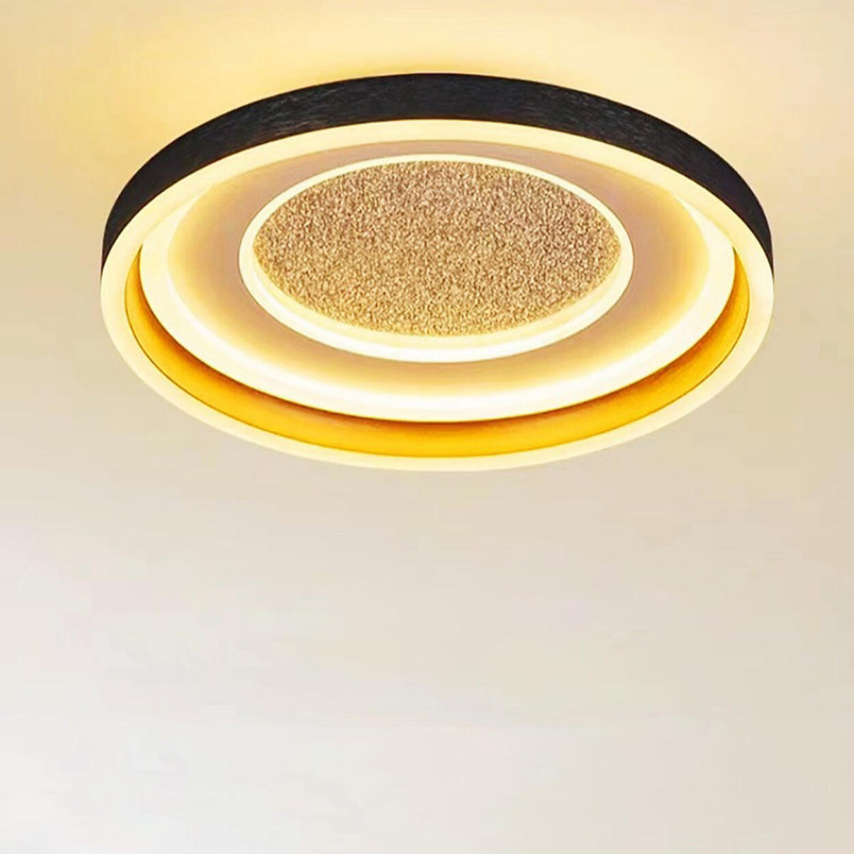 Bedroom Black Round LED Flush Mount Ceiling Light Image - 10