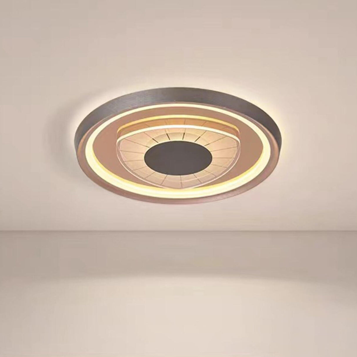 Bedroom Black Round LED Flush Mount Ceiling Light Image - 6