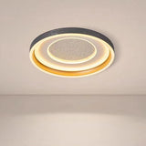 Bedroom Black Round LED Flush Mount Ceiling Light Image - 7