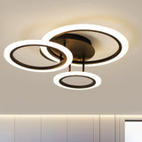 Bedroom Black Triple Circle LED Semi-Flush Mount Light Image - 18