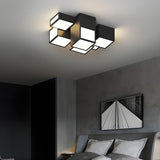 Bedroom Black White Modular Cube LED Flush Mount Light Image - 1