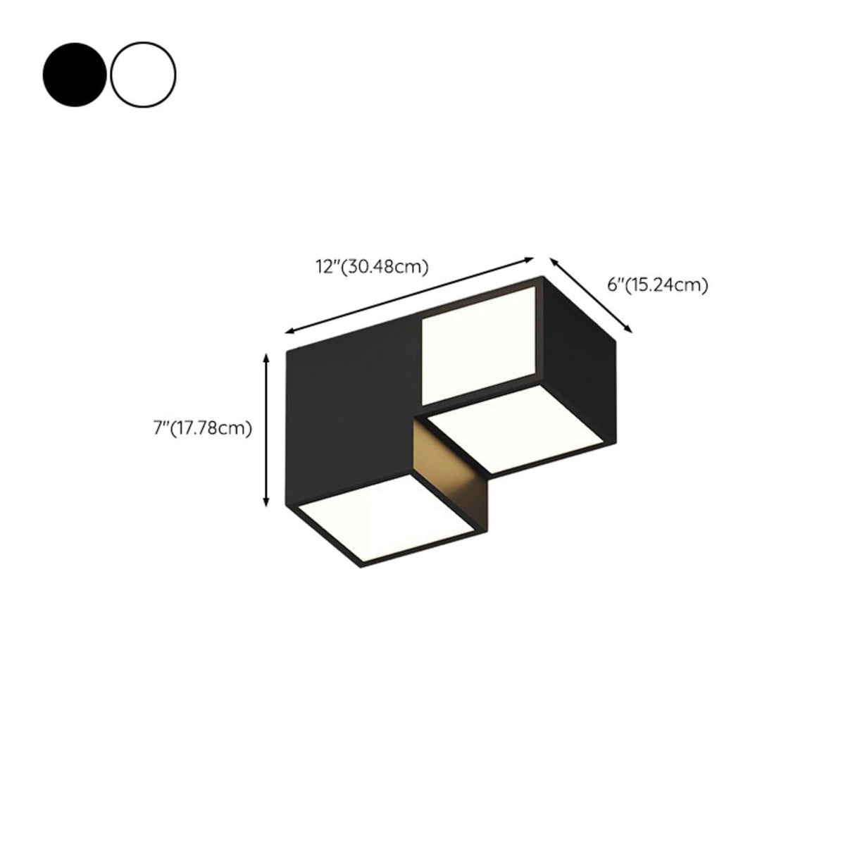 Bedroom Black White Modular Cube LED Flush Mount Light 