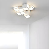 Bedroom Black White Modular Cube LED Flush Mount Light Image - 3