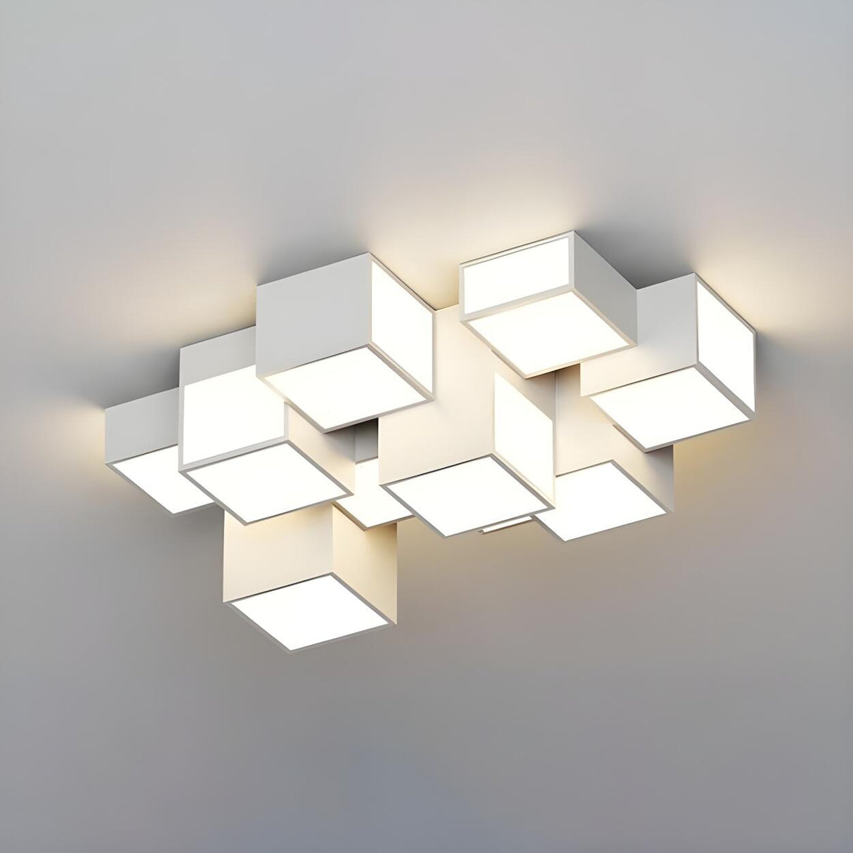 Bedroom Black White Modular Cube LED Flush Mount Light Image - 4