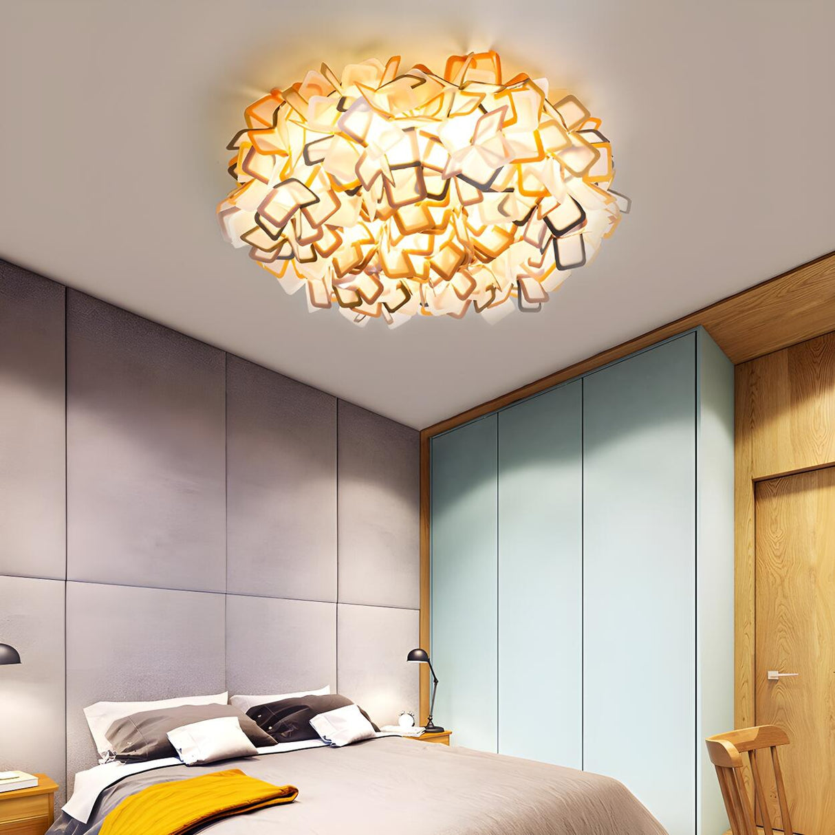 Bedroom Blue Blossoming Flower LED Flush Mount Light Image - 11