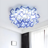 Bedroom Blue Blossoming Flower LED Flush Mount Light Image - 2