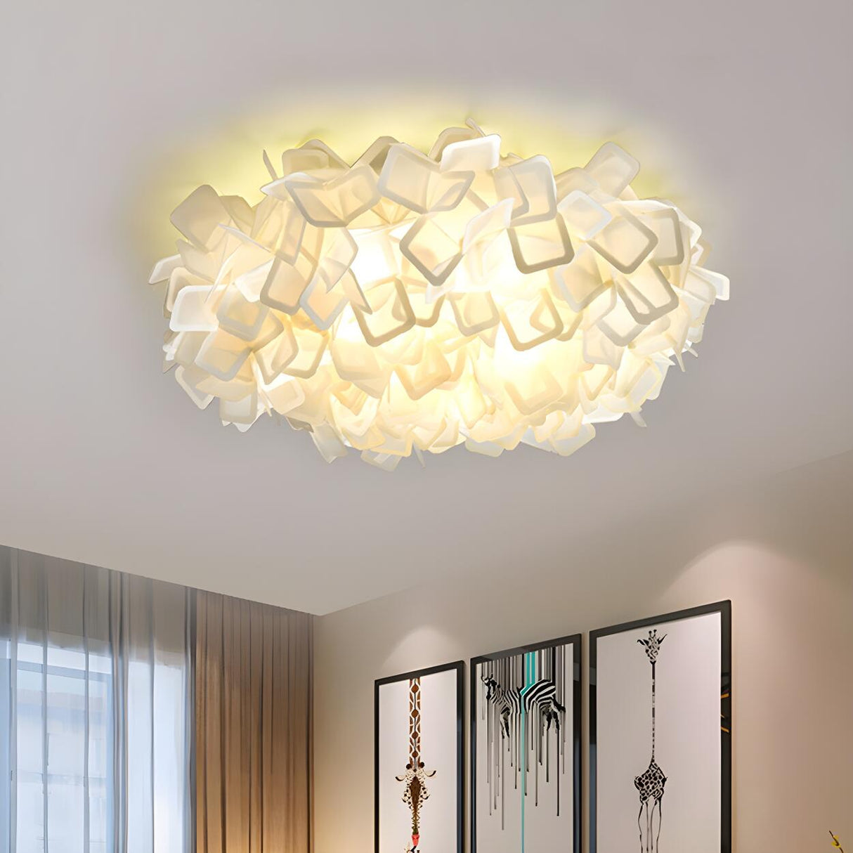 Bedroom Blue Blossoming Flower LED Flush Mount Light Image - 5