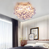 Bedroom Blue Blossoming Flower LED Flush Mount Light Image - 8