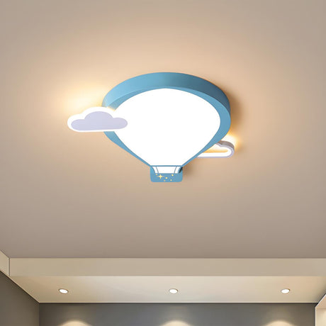 Bedroom Blue Hot Air Balloon LED Flush Mount Light Image - 2