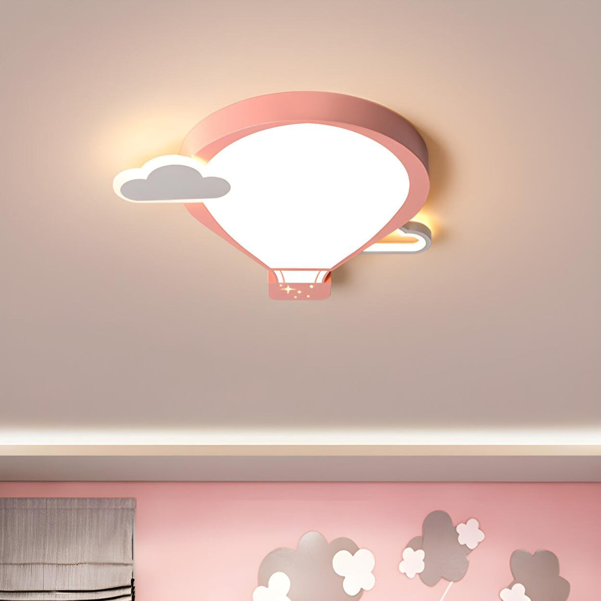 Bedroom Blue Hot Air Balloon LED Flush Mount Light Image - 8