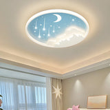 Bedroom Blue Round Starry Sky LED Flush Mount Light Image - 1