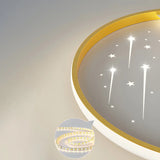 Bedroom Blue Round Starry Sky LED Flush Mount Light Image - 11