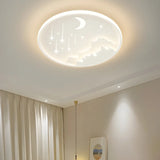 Bedroom Blue Round Starry Sky LED Flush Mount Light Image - 13