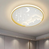 Bedroom Blue Round Starry Sky LED Flush Mount Light Image - 3