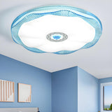 Bedroom Blue White Blooming Round Flush Mount Light Image - 3