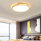 Bedroom Brass Circle LED Flush Mount Ceiling Light Image - 1