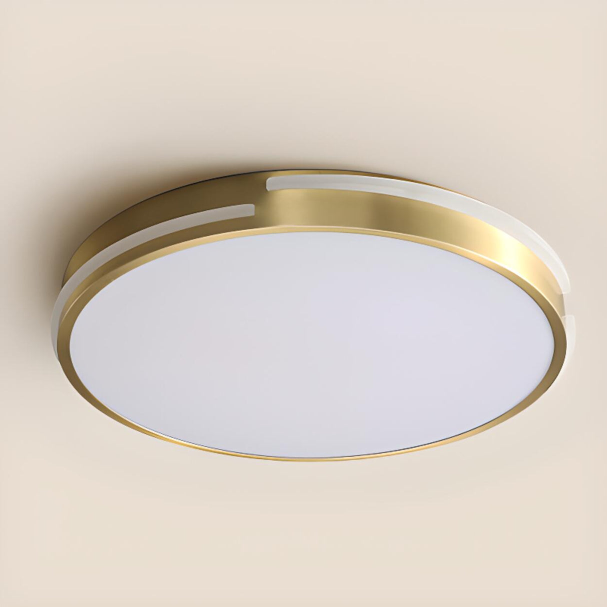 Bedroom Brass Circle LED Flush Mount Ceiling Light Image - 10