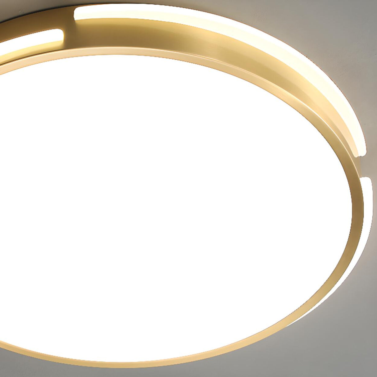 Bedroom Brass Circle LED Flush Mount Ceiling Light Image - 11