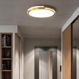 Bedroom Brass Circle LED Flush Mount Ceiling Light Image - 4