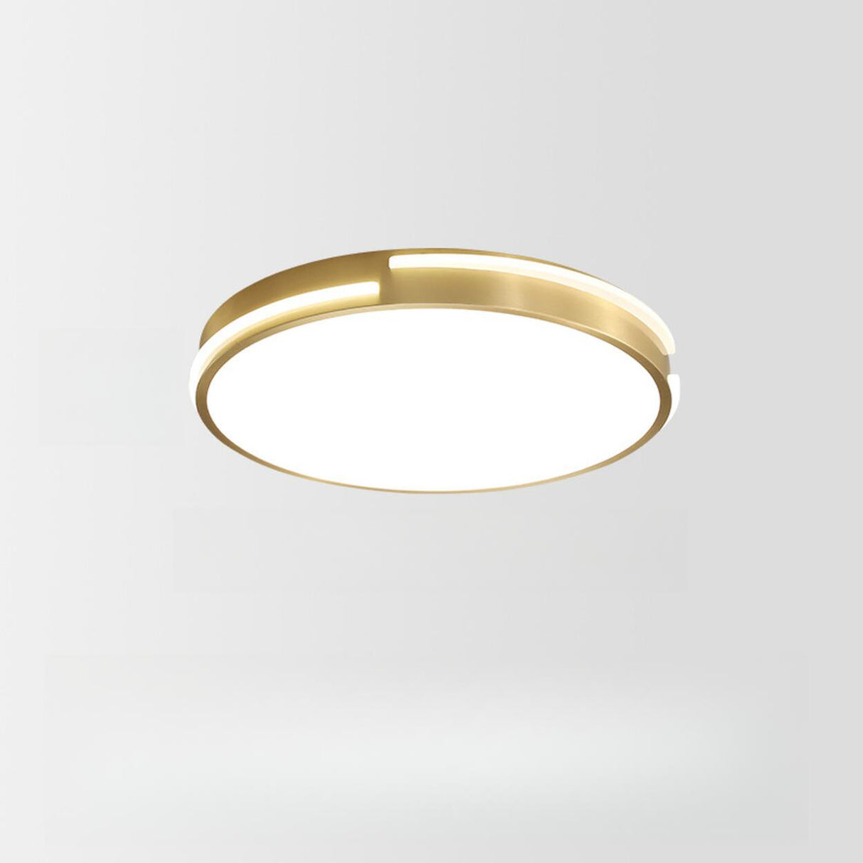 Bedroom Brass Circle LED Flush Mount Ceiling Light Image - 6